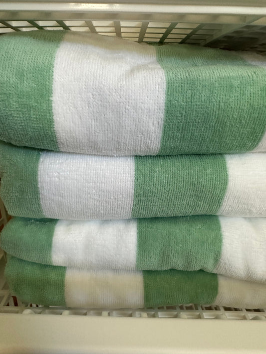 A Summer to Remember - Classic Green Stripe Beach Towel  - Personalized