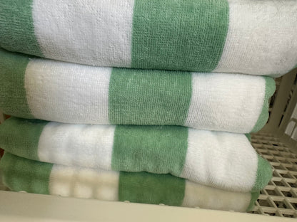 A Summer to Remember - Classic Green Stripe Beach Towel  - Personalized