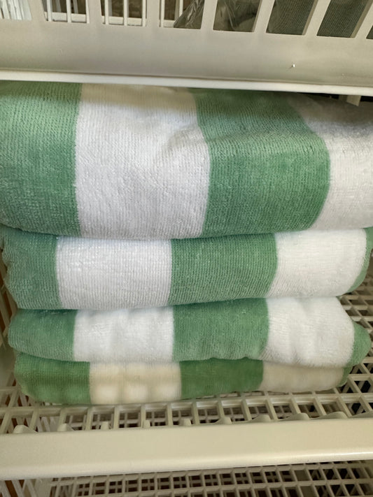 A Summer to Remember - Classic Green Stripe Beach Towel  - Personalized