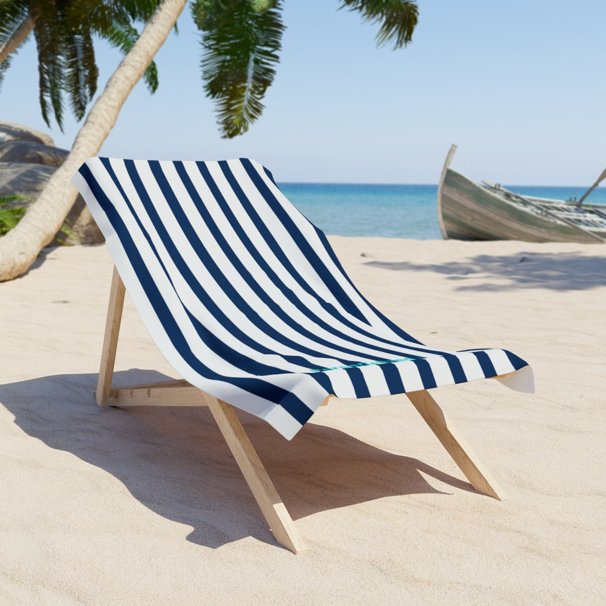 A Summer to Remember - Classic Navy Stripe Beach Towel  - Personalized